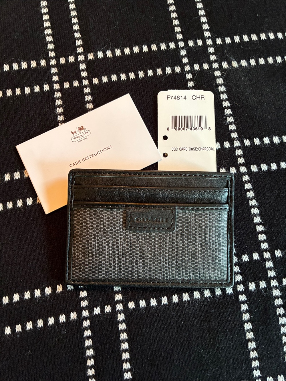 Coach Charcoal and Black Men’s Card Holder Case F74814 CHR